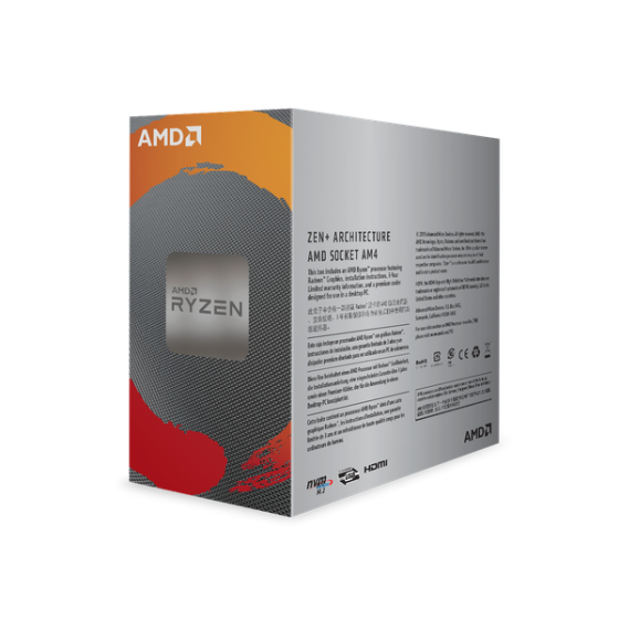 CPU AMD Ryzen 3 3200G, with Wraith Stealth cooler/ 3.6 GHz (4.0 GHz with boost) / 6MB / 4 cores 4 threads / Radeon Vega 8 / 65W / Socket AM4