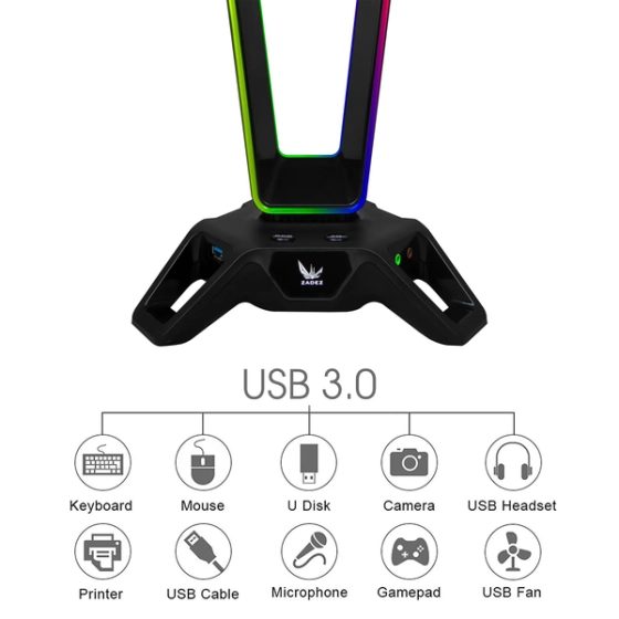 Giá Treo Tai Nghe Zadez ZHS-702G Soundcard 7.1 USB RGB GAMING