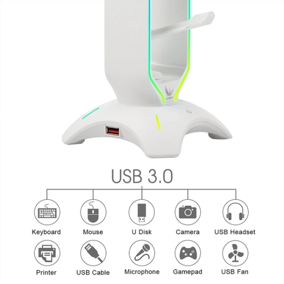 Giá Treo Tai Nghe ZADEZ ZHS-701G USB 3 in 1 White Gaming