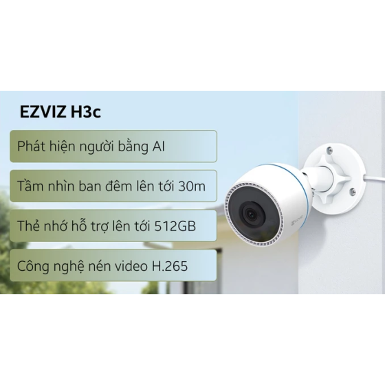 Camera không dây ngoài trời 2MP 1080P Ezviz CS-H3C phát hiện con người thông minh